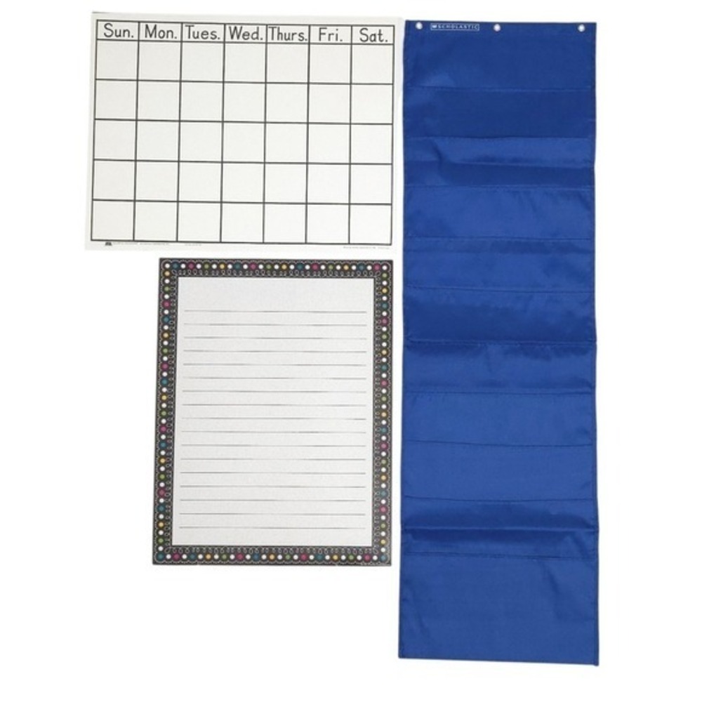 Scholastic Teacher File Pocket Wall Organizer & Weekly Schedule Anchor Calendar‎